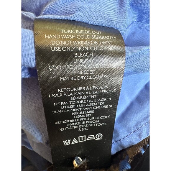 Anthropologie Blue & Black Velvet Floral Short-Sleeve Dress Open Back Size 14 - Picture 6 of 7